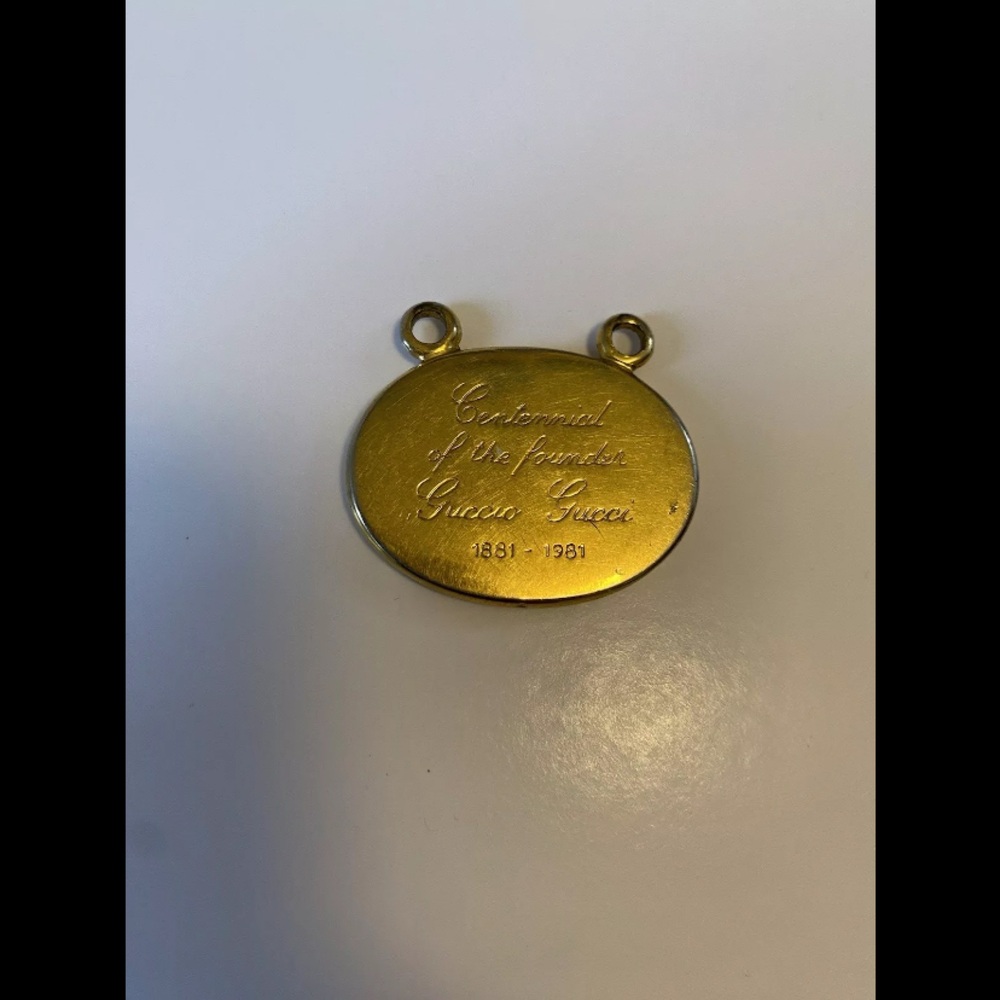 Vintage GUCCI CENTENNIAL ANNIVERSARY OF THE FOUNDER KEYCHAIN REPLACEMENT PIECE - Picture 2 of 10